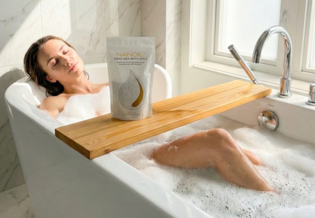 Retrouvez l&rsquo;équilibre naturel de votre peau grâce aux sels de bain Nanoil de la Mer Morte